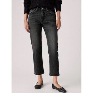 Levi’s 501 Straight Leg Jeans Black Wash Cropped W31 L26 High Rise